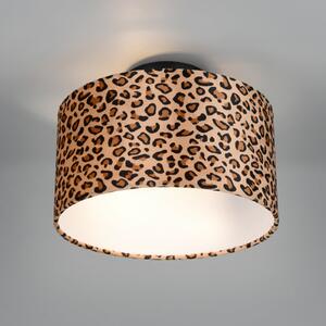 Reality Leuchten Stropna lampa Pardina, smeđa s pjegama/crna, metalna, Ø 30 cm, prigušiva, Smeđa / hrđa, Dnevni boravak/blagovaonica, Metal