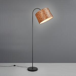 Reality Leuchten Pardina podna lampa, smeđa s pjegama/crna, visina 207 cm, metalna, Smeđa / hrđa, Dnevni boravak/blagovaonica, Metal, Stalak kišobran