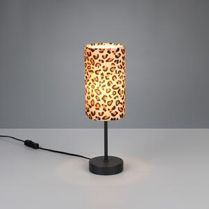 Reality Leuchten Stolna lampa Pardina, smeđa s pjegama/crna, visina 37 cm, metalna, Smeđa / hrđa, Dnevni boravak/blagovaonica, Metal