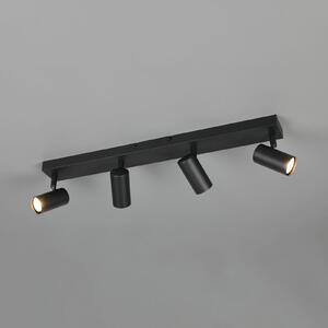 Reality Leuchten Taryn reflektor, mat crni, duljine 62 cm, 4 žarulje, Mini-GU10, prigušiva, Crno, Dnevni boravak/blagovaonica, Metal, Strop polukružni s prostorom