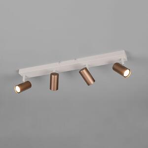 Reality Leuchten Taryn reflektor, smeđi, duljine 62 cm, 4 žarulje, Mini-GU10, prigušiva, Smeđa / hrđa, Dnevni boravak/blagovaonica, Metal, Strop polukružni s prostorom