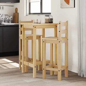 Stol i stolice - 3-dijelni barski set od masivne borovine - Smeđa 57 cm Barski stol + 2 x barska stolica