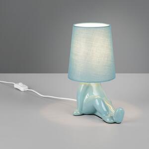 Reality Leuchten Stolna lampa Huma, plava, visina 25 cm, tekstil/keramika, E14, Plava, Dnevni boravak/blagovaonica, Keramika