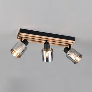 Reality Leuchten Travia reflektor, duljine 53 cm, 3 žarulje, crna/dimno siva, prigušiva, Crno, Dnevni boravak/blagovaonica, Metal, Strop polukružni s prostorom