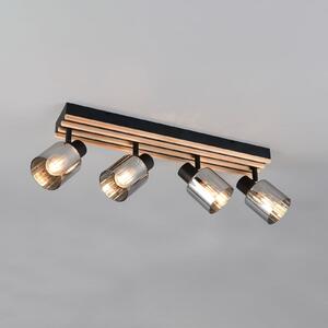 Reality Leuchten Travia reflektor, duljine 65 cm, 4 žarulje, crna/dimno siva, prigušiva, Crno, Dnevni boravak/blagovaonica, Metal, Strop polukružni s prostorom