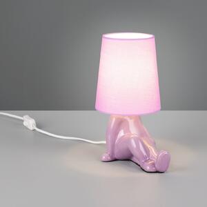 Reality Leuchten Stolna lampa Huma, ljubičasta, visina 25 cm, tekstil/keramika, E14, Ljubičasta, Dnevni boravak/blagovaonica, Keramika