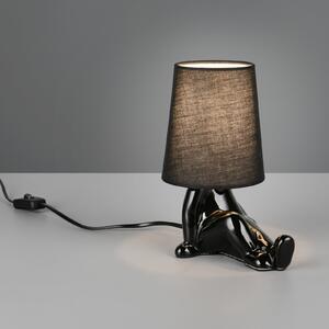Reality Leuchten Stolna lampa Huma, crna, visina 25 cm, tekstil/keramika, E14, Crno, Dnevni boravak/blagovaonica, Keramika