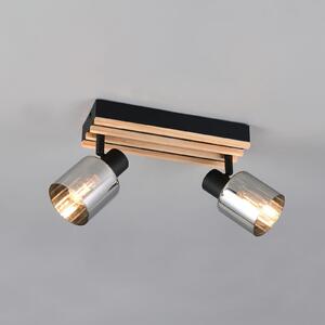 Reality Leuchten Travia reflektor, duljine 39 cm, 2 žarulje, crna/dimno siva, prigušiva, Crno, Dnevni boravak/blagovaonica, Metal, Strop polukružni s prostorom