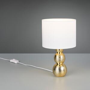 Reality Leuchten Stolna lampa Lova, bijela/zlatna, visina 29 cm, staklo/keramika, E27, Bijela, Dnevni boravak/blagovaonica, Keramika
