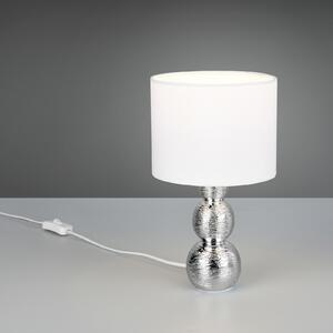 Reality Leuchten Stolna lampa Lova, bijela/srebrna, visina 29 cm, staklo/keramika E27, Bijela, Dnevni boravak/blagovaonica, Keramika