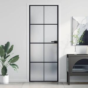 Sobna vrata tanka crna 76 x 201 5 cm kaljeno staklo i aluminij - Crna i mat 76 x 201.5 cm Mreže 4 x 2