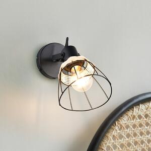 Reality Leuchten Zidna lampa Jerome, Ø 14 cm, 1 žarulja, mat crna, prekidač, Crno, Dnevni boravak/blagovaonica, Metal