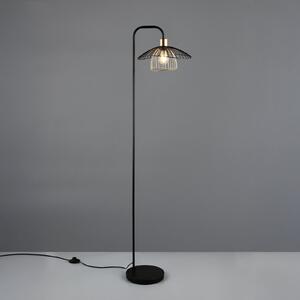 Reality Leuchten Lauris podna lampa, mat crna, visina 155 cm, metalna, E27, Crno, Dnevni boravak/blagovaonica, Metal, Stanite zračeći prema dolje
