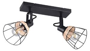 Reality Leuchten Stropna lampa Jerome, duljine 36 cm, 2 žarulje, mat crni metal, prigušiva, Crno, Dnevni boravak/blagovaonica, Metal, Strop s više plamena