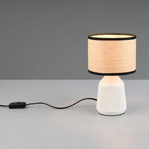 Reality Leuchten Stolna lampa Formentera, bijela/bež, visina 27 cm, keramika/papir, Bijela, Dnevni boravak/blagovaonica, Keramika