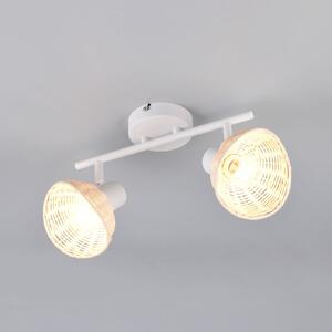 Reality Leuchten Calvi stropna svjetiljka, bijela, prirodni ratan, duljina 40 cm, 2 žarulje., prigušiva, Bijela, Dnevni boravak/blagovaonica, Metal, Strop s više plamena