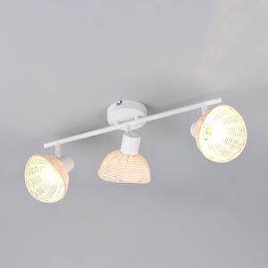 Reality Leuchten Calvi stropna svjetiljka, bijela, prirodni ratan, duljina 59 cm, 3 žarulje., prigušiva, Bijela, Dnevni boravak/blagovaonica, Metal, Strop s više plamena