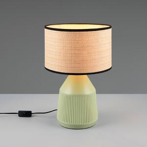 Reality Leuchten Stolna lampa Formentera, zelena/bež, visina 43 cm, keramika/papir, Zelena, Dnevni boravak/blagovaonica, Keramika