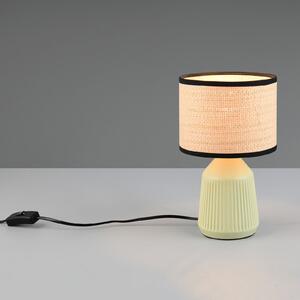 Reality Leuchten Stolna lampa Formentera, zelena/bež, visina 27 cm, keramika/papir, Zelena, Dnevni boravak/blagovaonica, Keramika