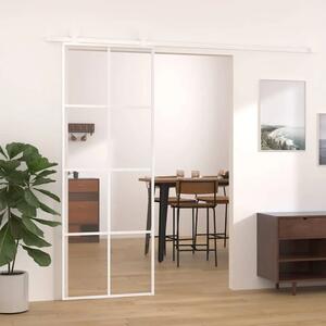 Staklena klizna vrata ESG i aluminija 76 x 205 cm bijela - Bijela 76 x 205 cm Transparentan