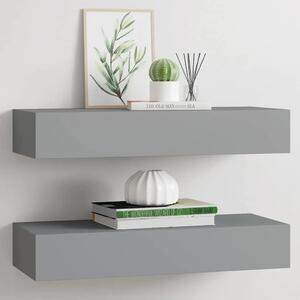 Zidne police s ladicom 2 kom sive 60 x 23 5 x 10 cm MDF - Siva 60 x 23.5 x 10 cm 2