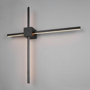 Trio Lighting Cassino LED zidna svjetiljka, mat crna, širine 67 cm, metalna, prigušiva, Crno, Dnevni boravak/blagovaonica, Metal