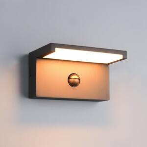 Trio Lighting Ravi LED vanjska zidna svjetiljka, antracit, širine 18 cm, senzor, IP54, Crno, Aluminij