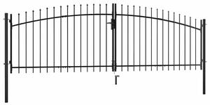 Vrata ograde WOERDEN 400 x 150 cm Čelik Siva Može se zaključati - 400 x 100 cm Crna