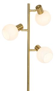 Podna lampa zlatna s opalnim staklom, 3 svjetla podesiva - Anouk
