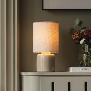 Globen Lighting Florian stolna lampa, bijela/bež, visina 39 cm, Bijela, Dnevni boravak/blagovaonica, Tkanina / tekstil, Stojeći kišobran za stol