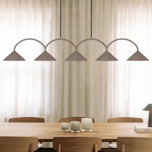 Globen Lighting viseća lampa CURVE, duljina 165 cm, smeđa, 5 žarulja., prigušiva, Smeđa / hrđa, Dnevni boravak/blagovaonica, Metal