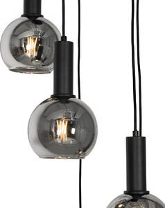 Art Deco viseća lampa crna sa dimnim staklom okrugla 5-light - Josje