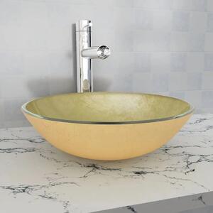 Lavabo - Umivaonik Kaljeno Staklo 42 cm Zlatna boja - Zlatno Bez slavine