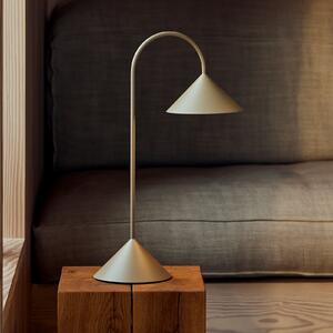 FRANDSEN LED stolna lampa na baterije Grasp, pješčano siva, visina 47 cm, prigušiva, Sivo, Metal