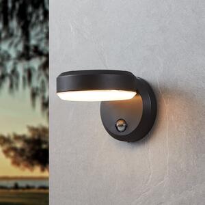 EGLO Fornaci LED vanjska zidna svjetiljka, crna, širina 16 cm, senzor, Crno, Metal