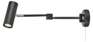 Markslöjd Arlo LED zidna svjetiljka, crna, utikačka, duljina 55 cm, dim., prigušiva, Crno, Područje hodnika, Metal