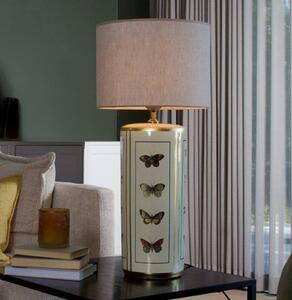 PR Home Stolna lampa Lucca, bež, visina 67 cm, lanena tkanina, keramika, Bež, Dnevni boravak/blagovaonica, Tkanina / tekstil