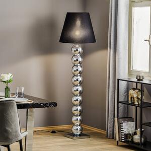 Argon Tekstilna podna lampa Fulda, crno sjenilo, kromirano podnožje, Crno, Dnevni boravak/blagovaonica, Tkanina / tekstil