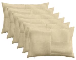 Presvlaka za jastuk 6 pcs ALMELO Siva zelena 30 x 50 cm Kord - Svijetlo zelena siva 30 x 50 cm 6