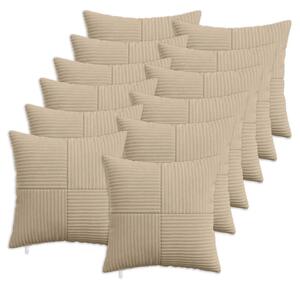 Presvlaka za jastuk 12 pcs ALMELO Sivosmeđa 50 x 50 cm Kord - Sivosmeđa 50 x 50 cm 12