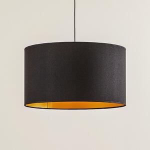 Euluna Viseća lampa Roller, crna/zlatna, Ø 45 cm, prigušiva, Crno, Dnevni boravak/blagovaonica, Tkanina / tekstil