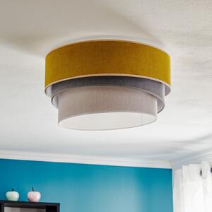 Duolla Stropna lampa Pastel Trio Ø 45cm senf/siva/svijetlosiva, prigušiva, Žuta, Dnevni boravak/blagovaonica, Tkanina / tekstil