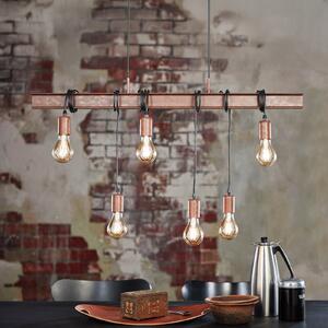 EGLO Viseća lampa Townshend 4 u tamno smeđoj boji, prigušiva, Smeđa / hrđa, Dnevni boravak/blagovaonica, Metal