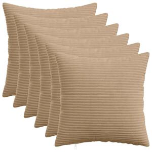 Presvlaka za jastuk 6 pcs HEERLEN Smeđa 30 x 30 cm Kord - Smeđa 30 x 30 cm 6