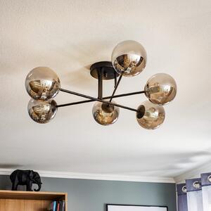 EMIBIG LIGHTING Plafonjera staklena, crna, grafit, staklo, 6 žarulja, E14, prigušiva, Crno, Dnevni boravak/blagovaonica, Staklo