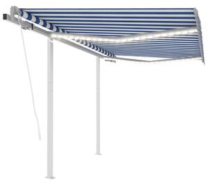 VidaXL Automatska tenda sa senzorom LED 3 x 2,5 m cm plavo-bijela
