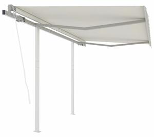 VidaXL Automatska tenda na uvlačenje sa stupovima 3,5 x 2,5 m krem