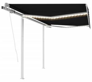 VidaXL Automatska tenda sa senzorom za vjetar LED 3,5 x 2,5 m antracit