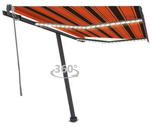 VidaXL Automatska tenda sa senzorom LED 300x250 cm narančasto-smeđa