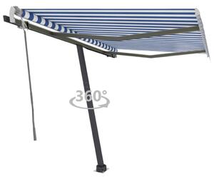 VidaXL Samostojeća tenda na ručno uvlačenje 350 x 250 cm plavo-bijela